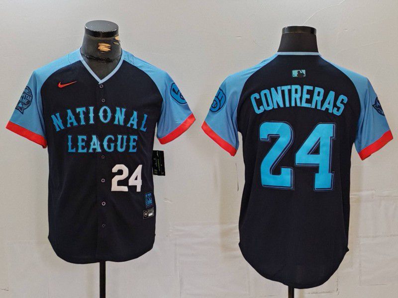 Men Milwaukee Brewers #24 Contreras Blue All star 2024 Nike MLB Jersey style 3->milwaukee brewers->MLB Jersey